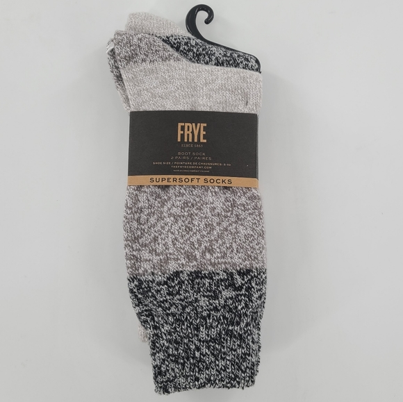 FRYE SUPERSOFT MARLED BOOT SOCKS GREY BLACK WOMEN - Picture 2 of 7